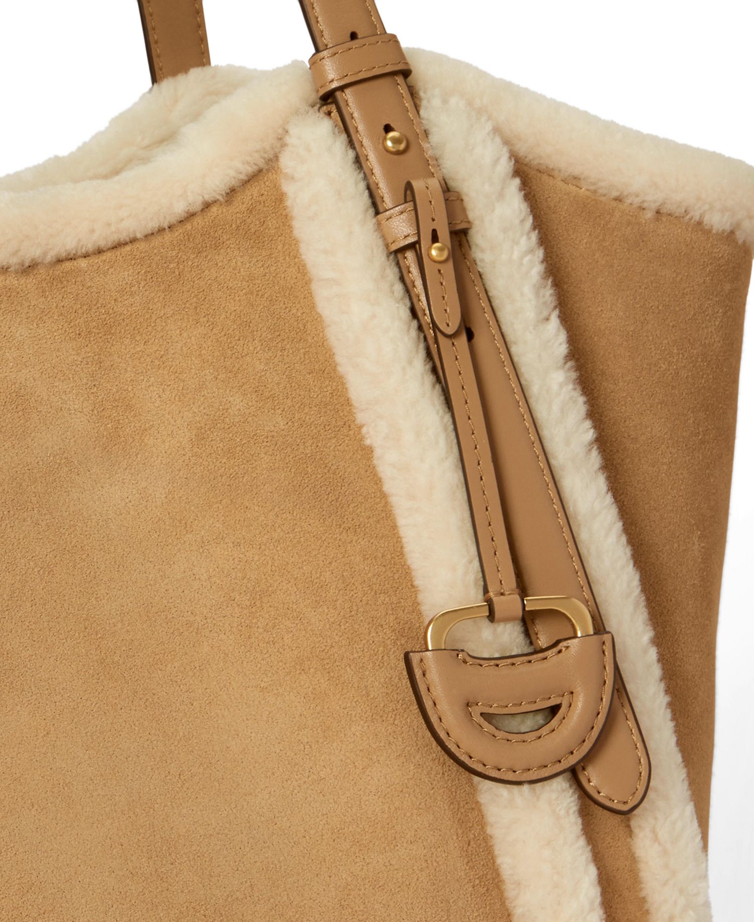 Tasha Extra-Large Sherpa-Trim Suede Tote Bag
