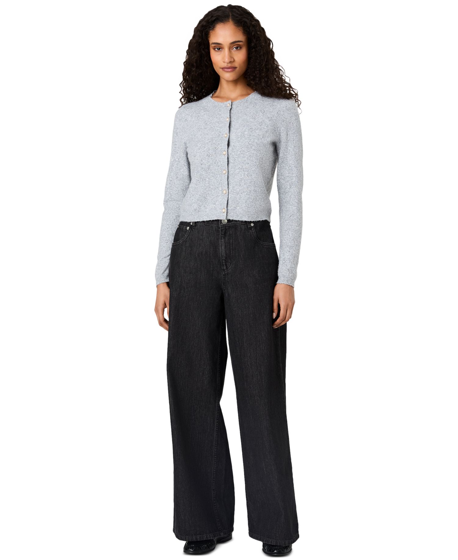 Women's Dakota Cropped Pointelle Cardigan Sweater
