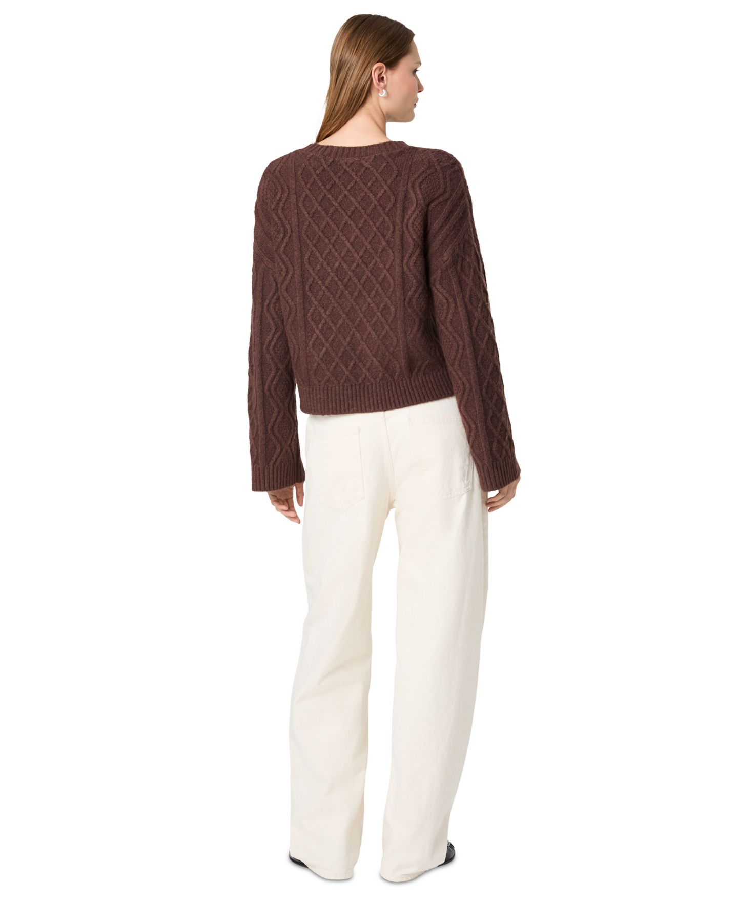 Женский свитер French Connection Wesley Cable-Knit Crewneck Pullover, цвет: Фарфоровый кремовый — фото 18