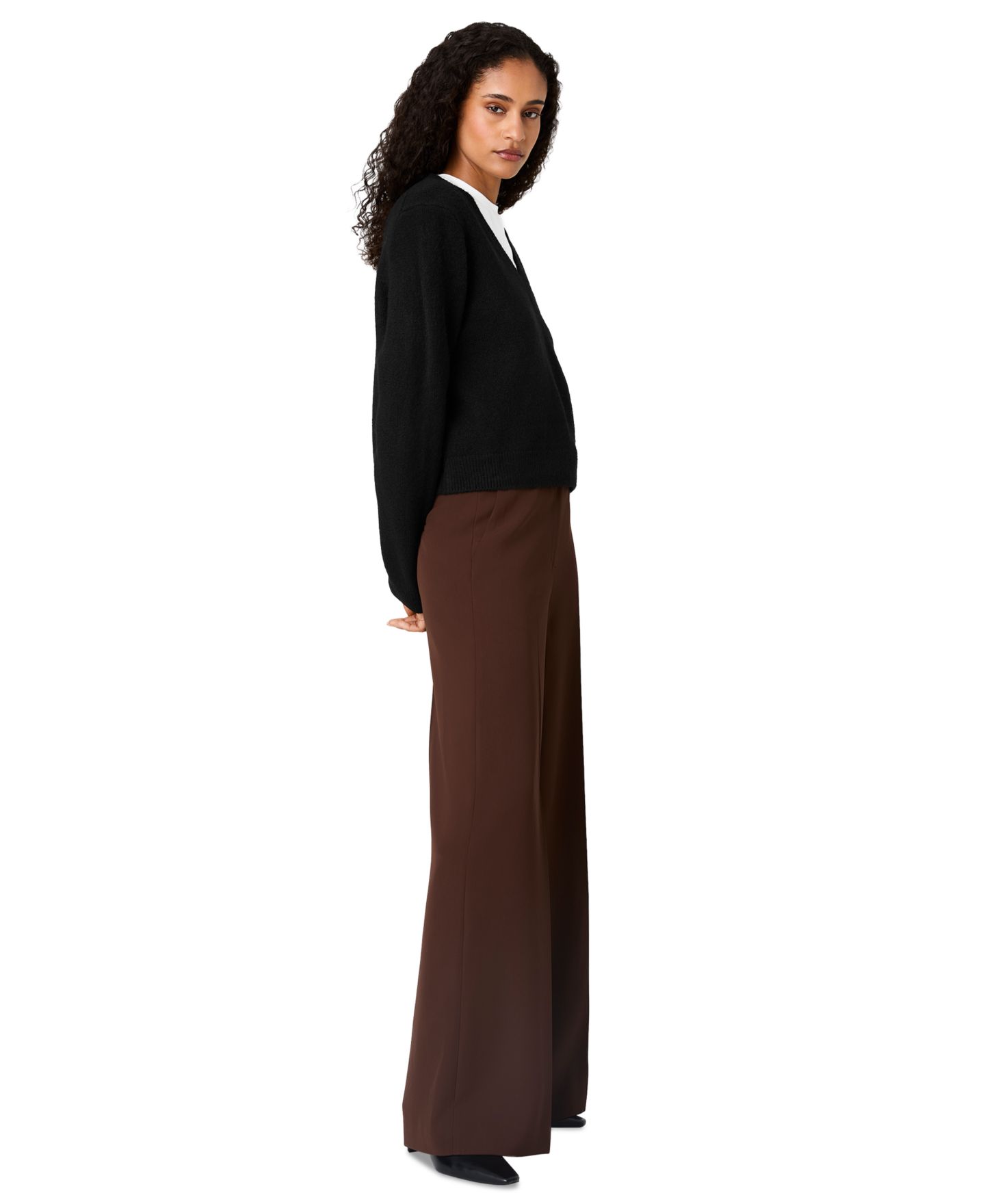 Женский свитер French Connection Suzie Oversized V-Neck Pullover, цвет: Чёрный — фото 4