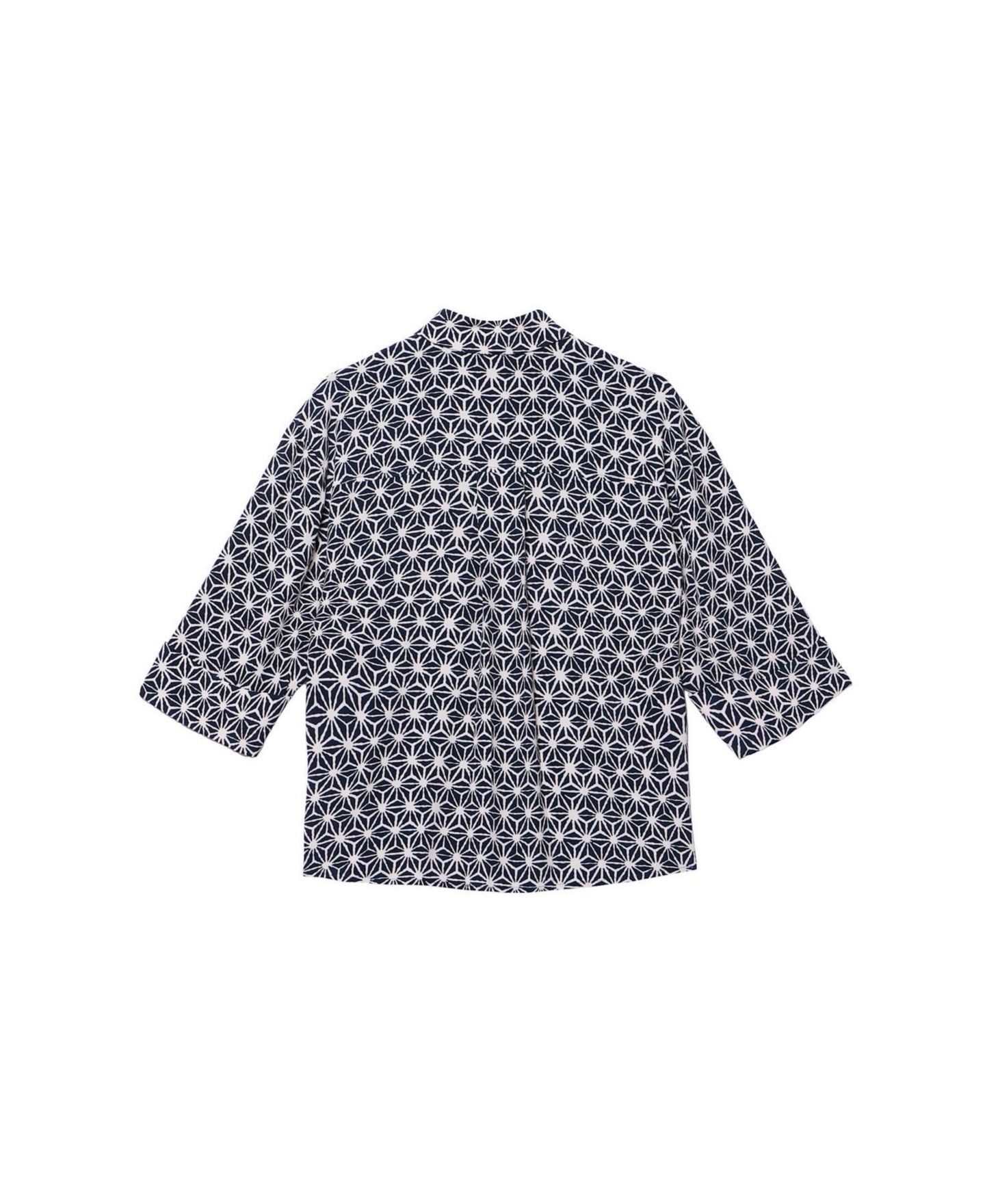 Женская рубашка Mint Velvet Geometric-Print Resort 3/4-Sleeve, цвет: Синий — фото 3
