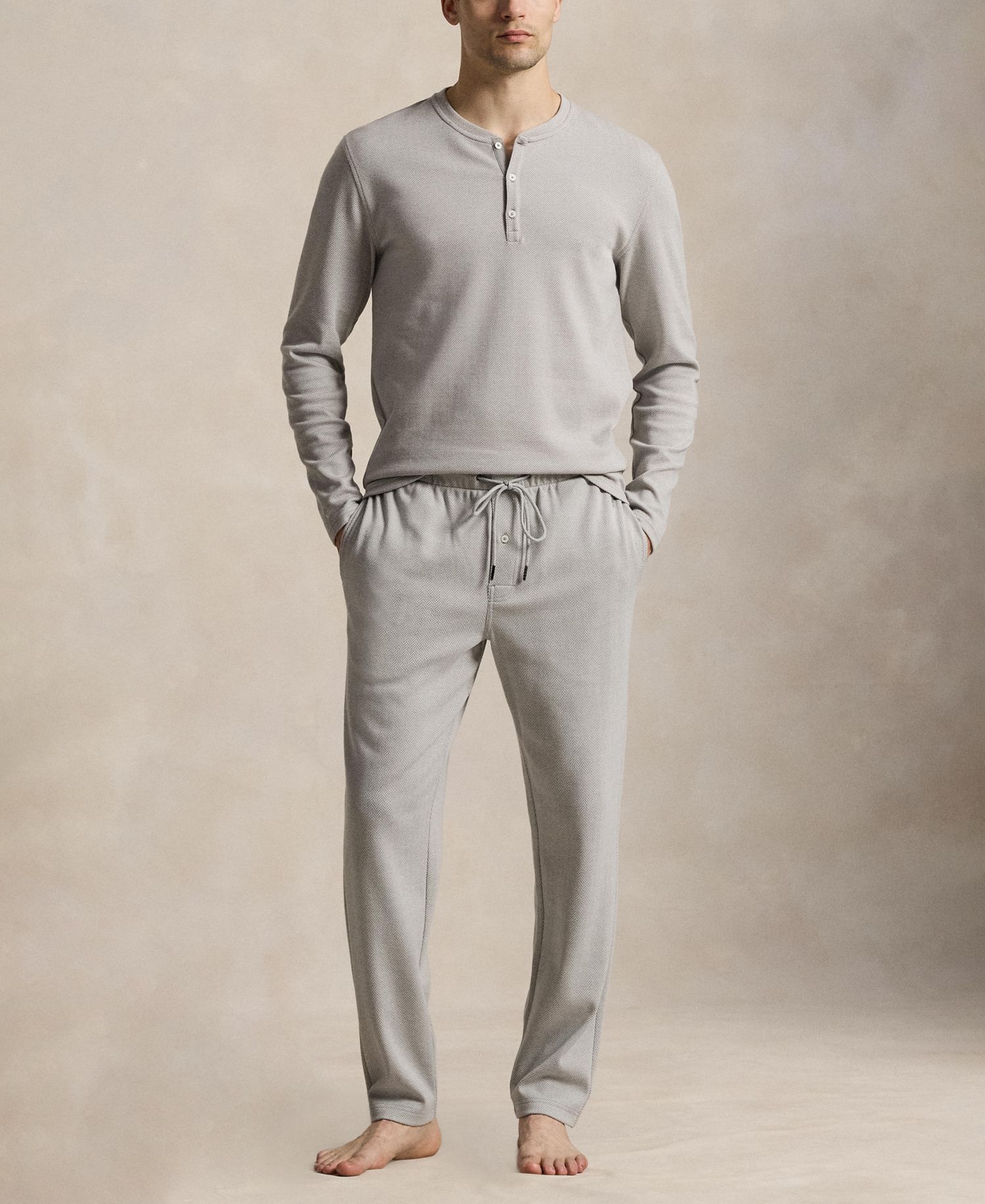 Men's Herringbone Henley Pajama T-shirt