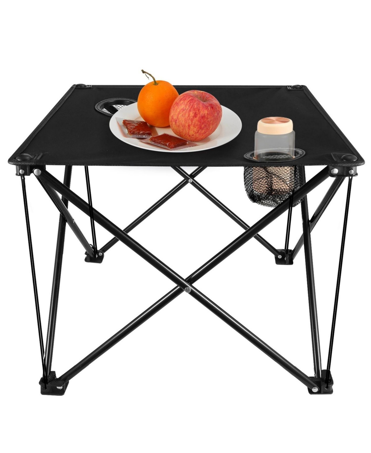 Mountaintop Portable Folding Camp Table, Ultralight 2lb Mini Square Table with 600D Oxford Top, 2 Cup Holders for Picnic Travel
