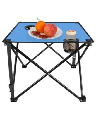 1Piece Foldable Camping Table, Lightweight Travel Desk with 2 Cup Holders and Carrying Bag