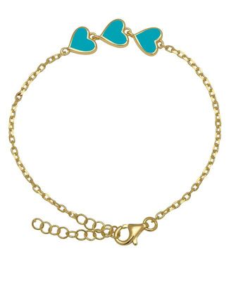 Enamel Multi Hearts Chain Link Bracelet in 14K