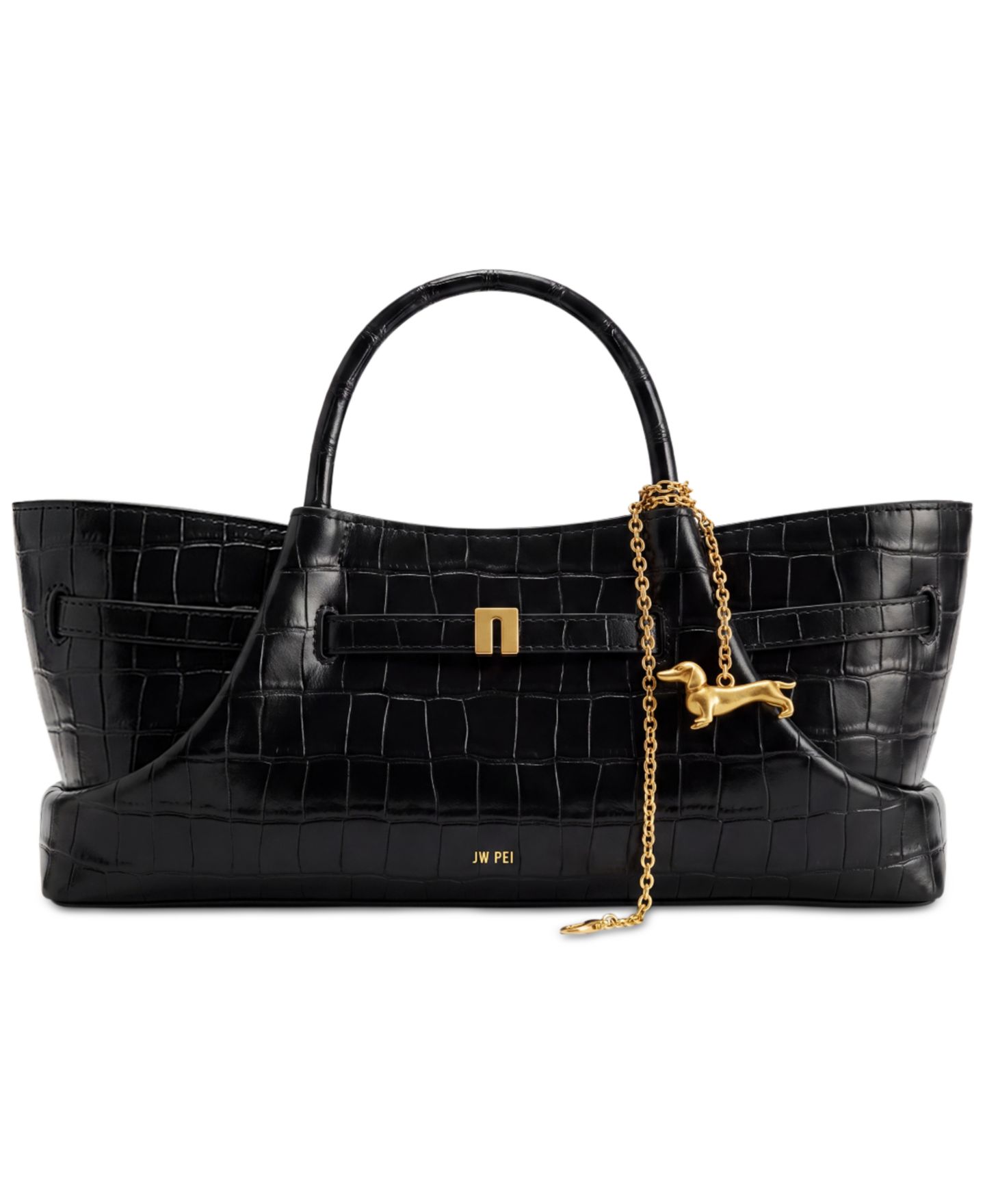 Женская сумка JW PEI Maeve Dachshund Metal Charm Medium Tote Handbag, цвет: Чёрный — фото 1