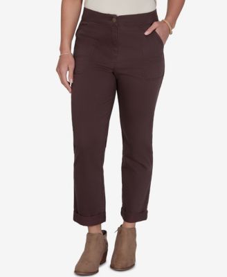 Petite Enzyme Wash Straight-Leg Cropped Pants