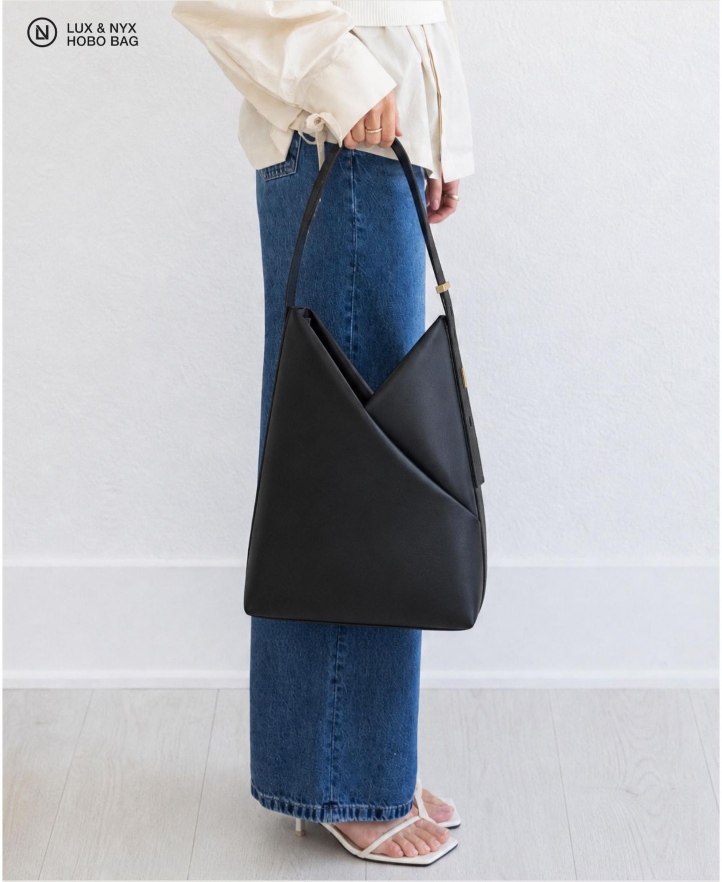 Женская сумка Lux & Nyx Origami Convertible Hobo 15" Laptop Tote for Women, цвет: Чёрный — фото 10