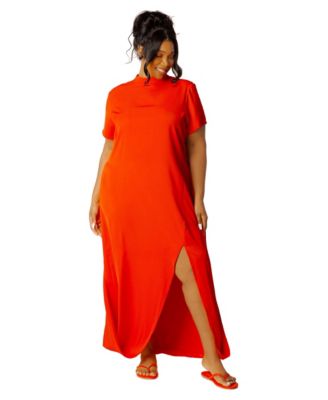 Plus Size Mock Neck Draped Maxi Dress