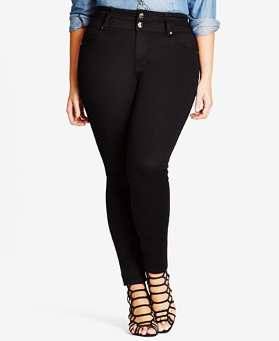 City Chic Trendy Plus Size Harley Black Wash Skinny Jeans