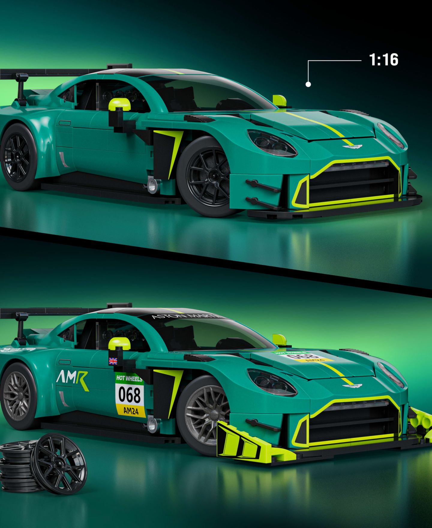 Конструктор Mattel Brick Shop Hot Wheels '24 Aston Martin Vantage GT3, 793 детали — фото 3