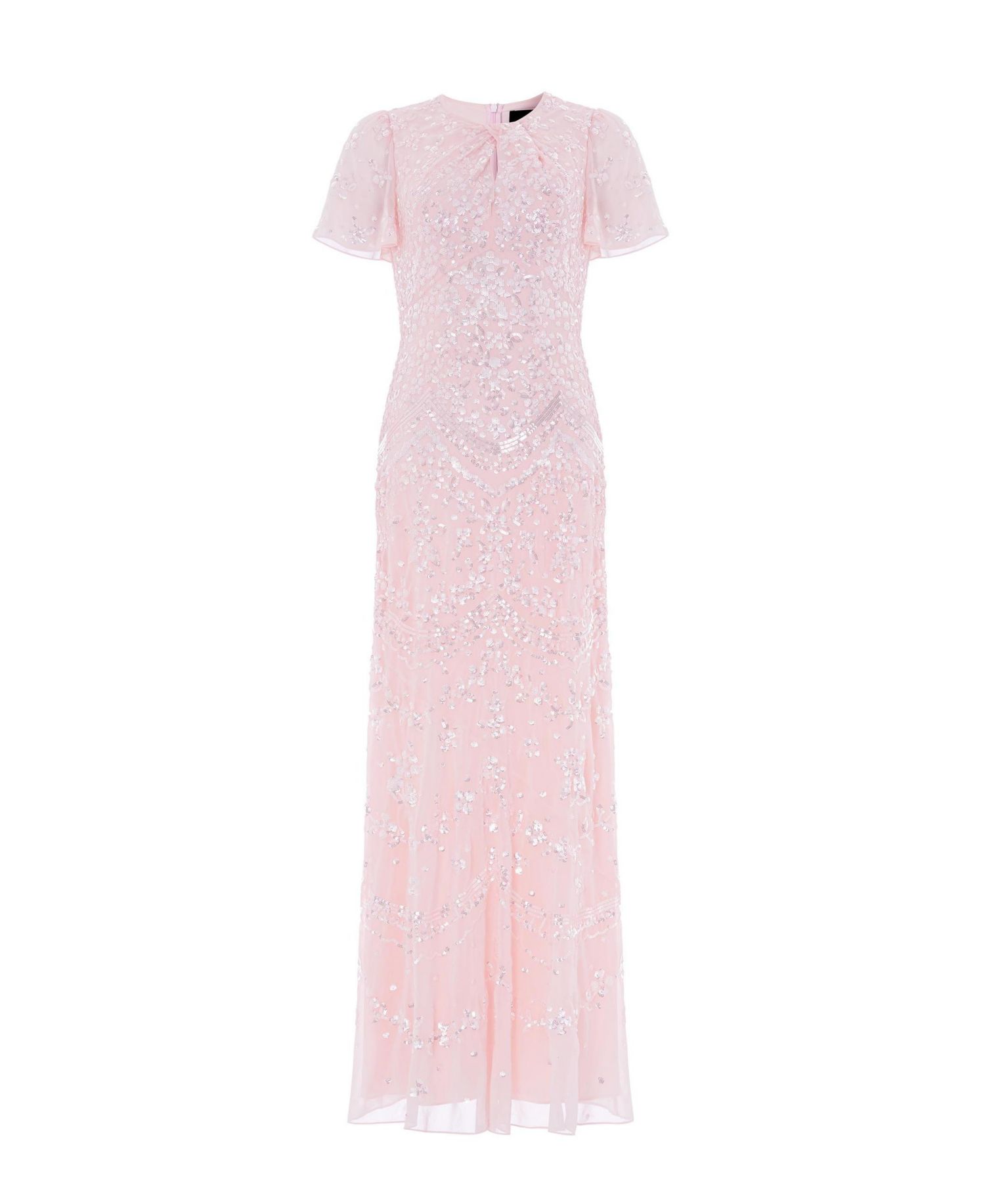 Women's Freya Georgette Sequin Flutter-Sleeve Maxi Gown
