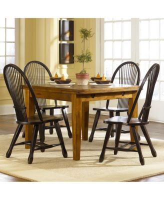 Treasures 5 Piece Retractable Table Set in Rubberwood Solids and Oak Veneers