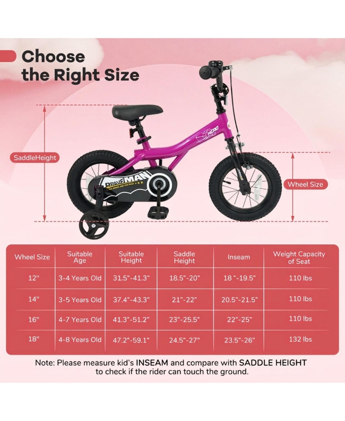 Hongge 12-Inch Kids Bike with Removable Training Wheels Enclosed Chain Guard and Bell Ages 3-4