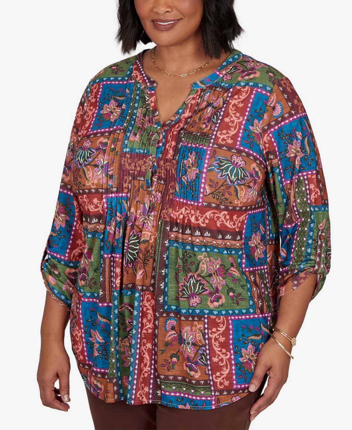 Ruby Rd. Plus Size Tapestry Floral 3/4-sleeve Blouse In Multi