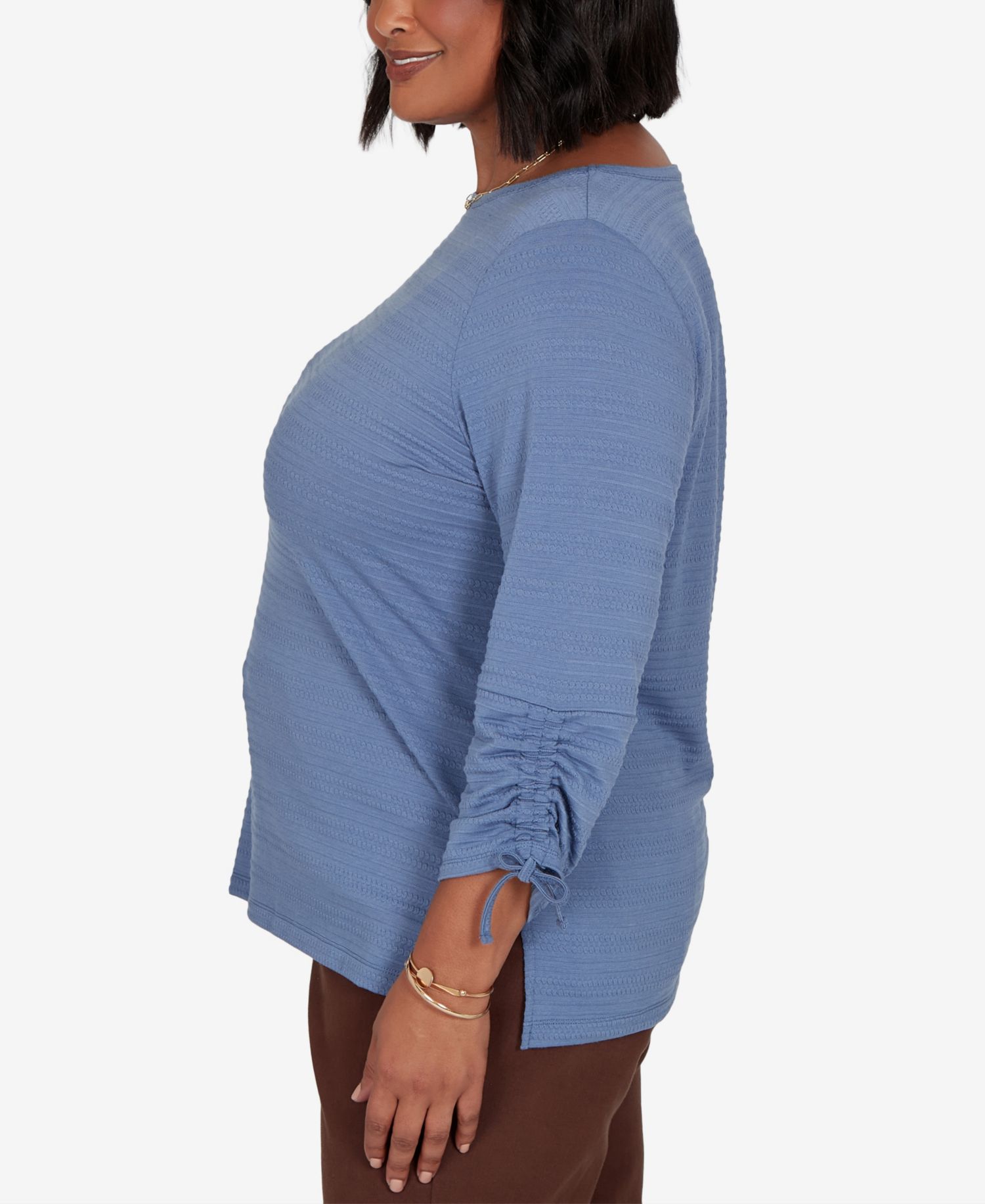Plus Size Ottoman Boat Neck 3/4-Sleeve Top