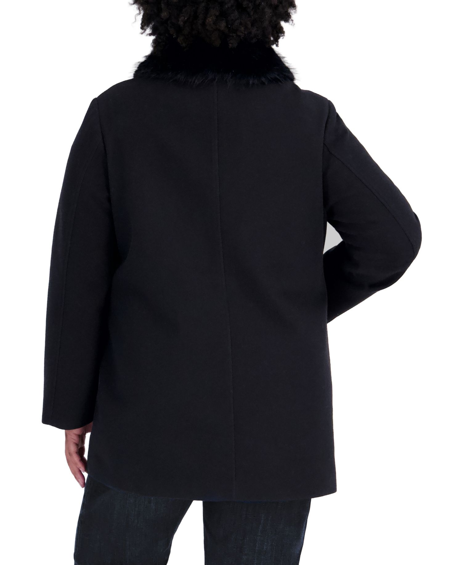 Plus Size Faux-Fur-Collar Car Coat