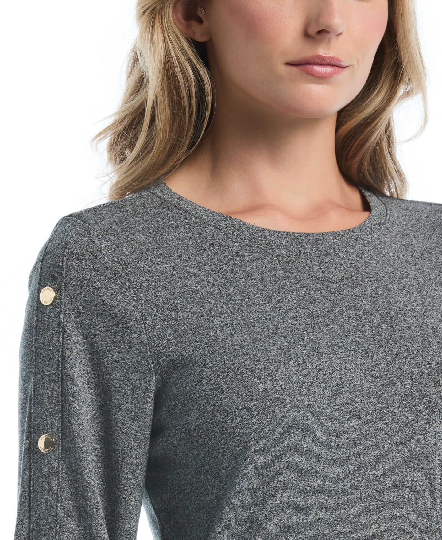 Женская футболка Rafaella Petite 3/4-Sleeve Stud Trim, цвет: Серый — фото 4