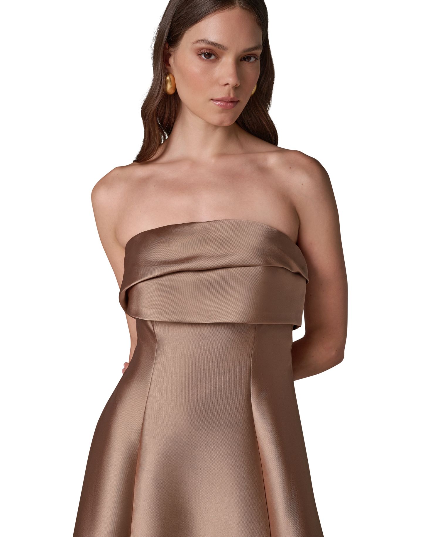 Women's Strapless Pleated Mikado Gown