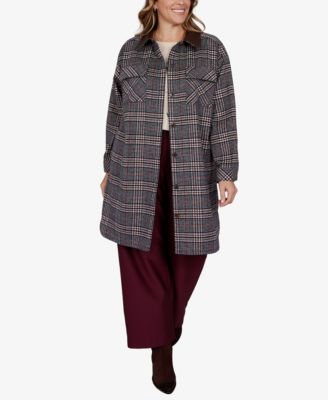 Plus Size Plaid Shirt Jacket