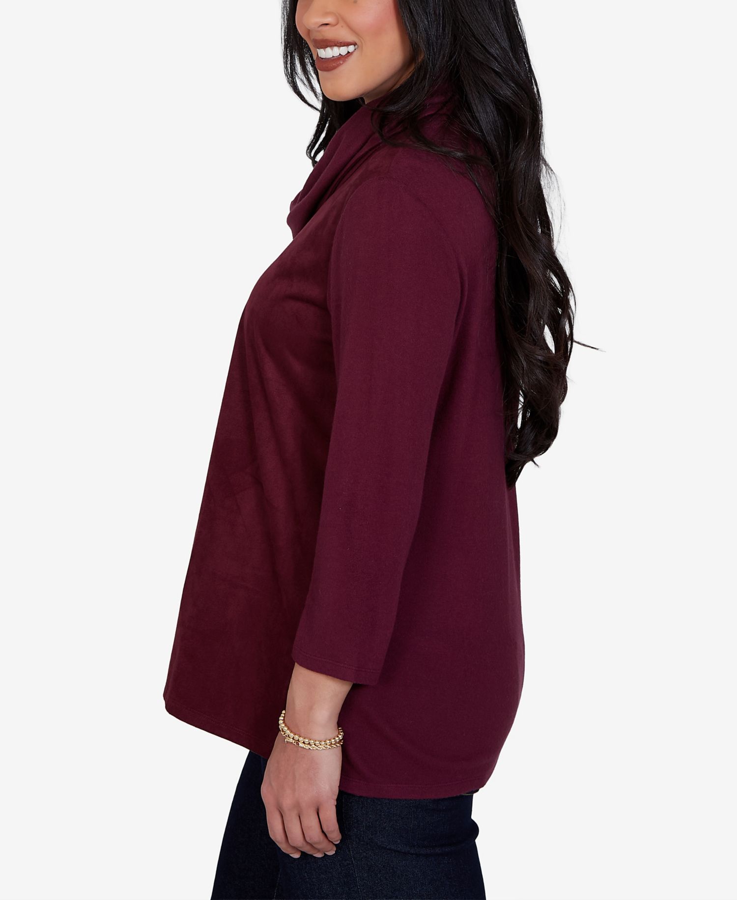 Plus Size 3/4-Sleeve Cowl Neck Top