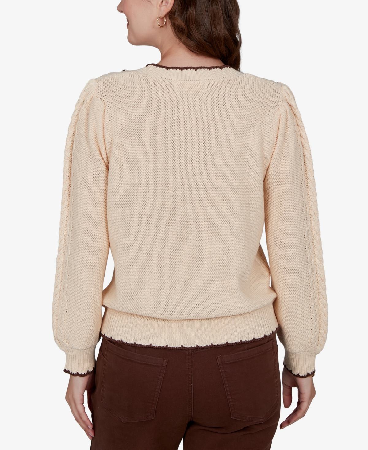 Ruby Rd. Plus Size Cable-knit Crewneck Sweater In Neutral