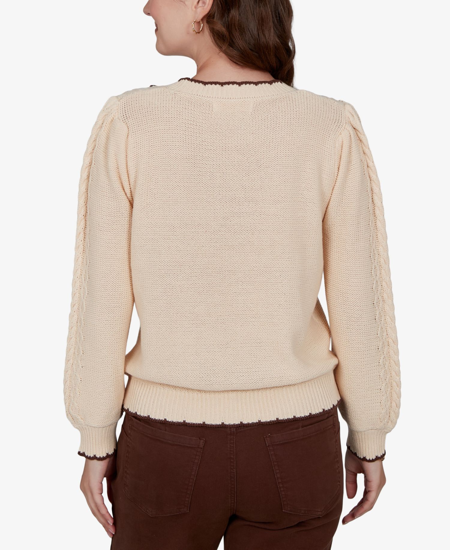 Plus Size Cable-Knit Crewneck Sweater