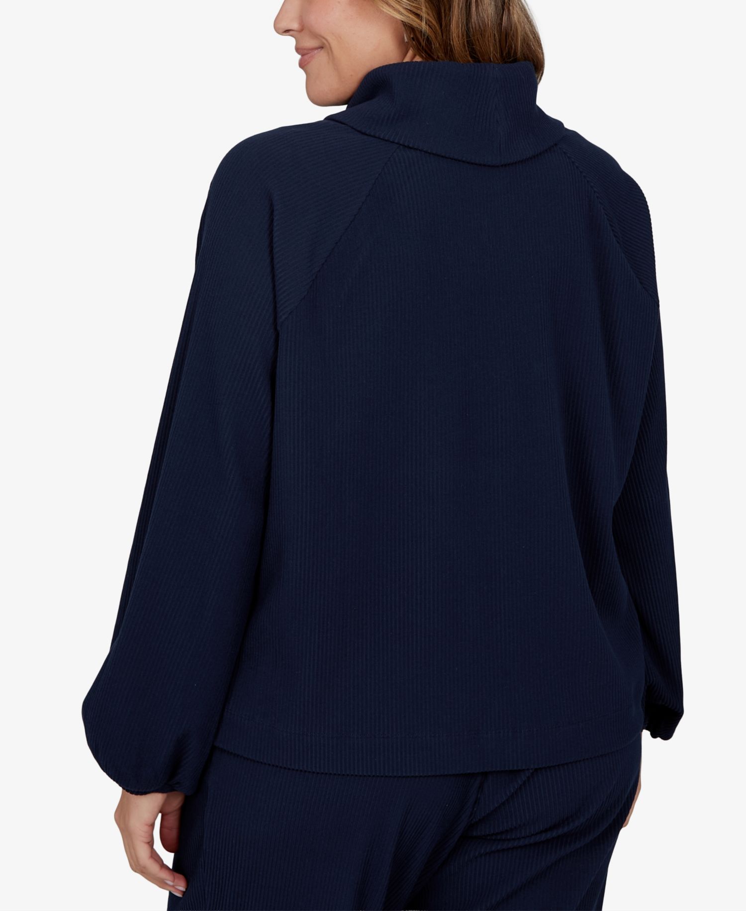 Plus Size Ribbed Cowl Neck Top