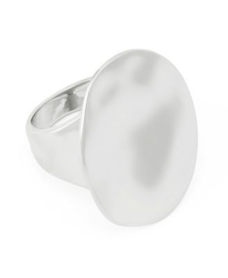 Silver Sculpted Oval Cocktail Ring