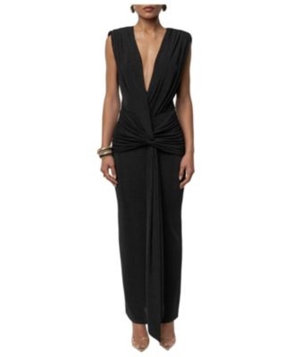 Women's Palma Plunge V-Neck Ruched Sleeveless Maxi Dress