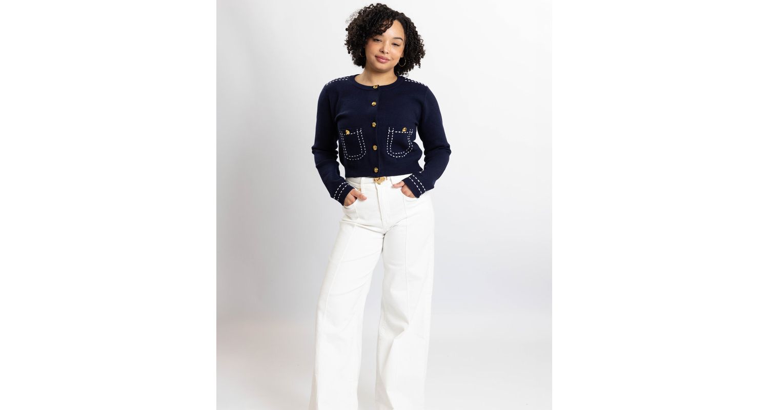 Women's Jessica Cropped Fitted Button-Front Cardigan