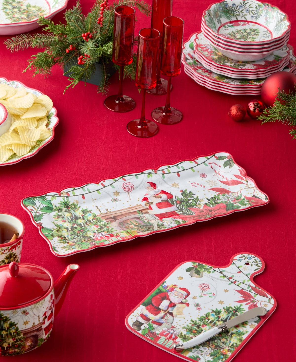 Certified International Santa's Delivery Melamine 2-Piece Appetizer Set