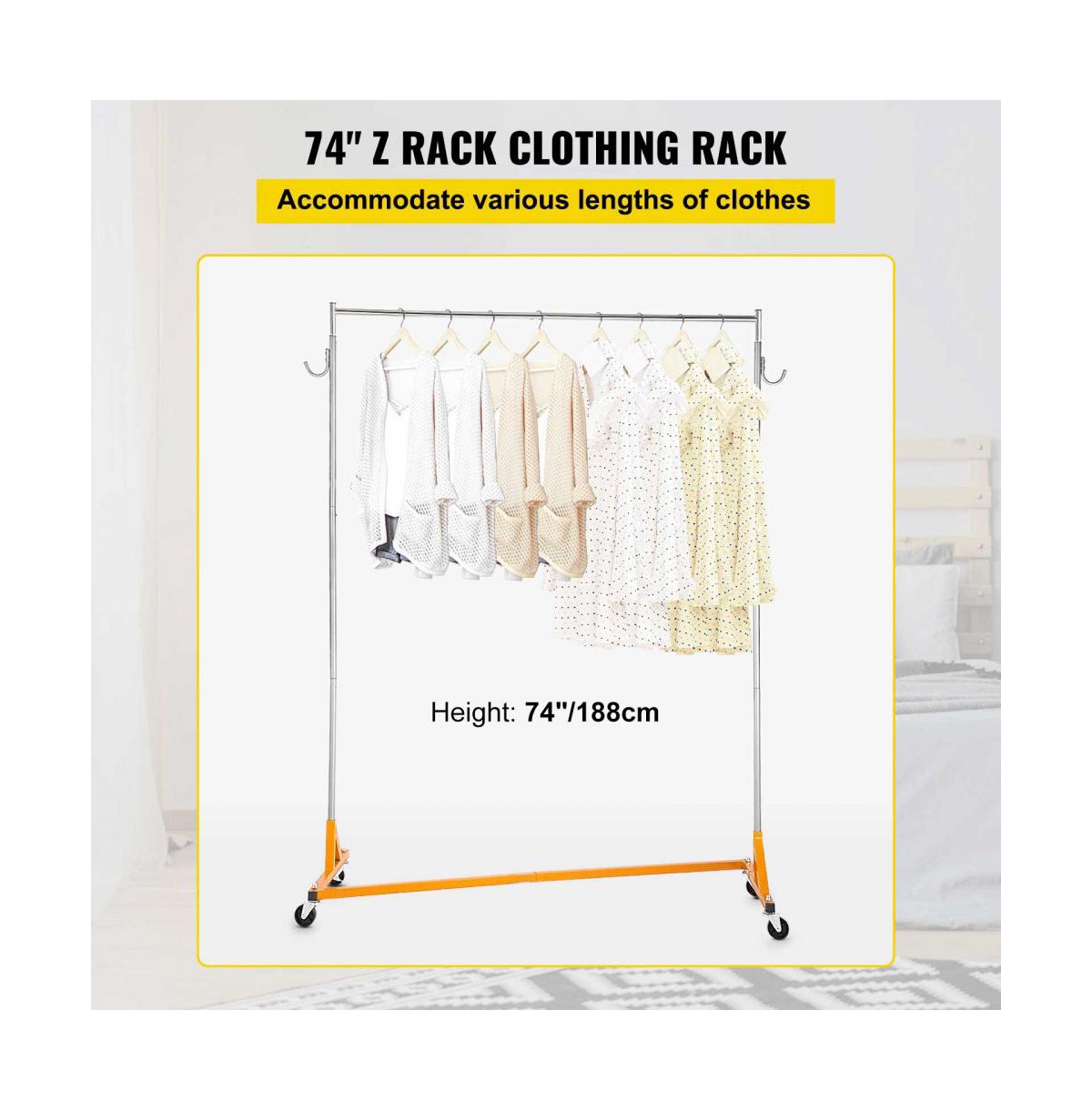 Slickblue Heavy Duty Z Base Clothing Rack with Wheels, Adjustable Garment Rack