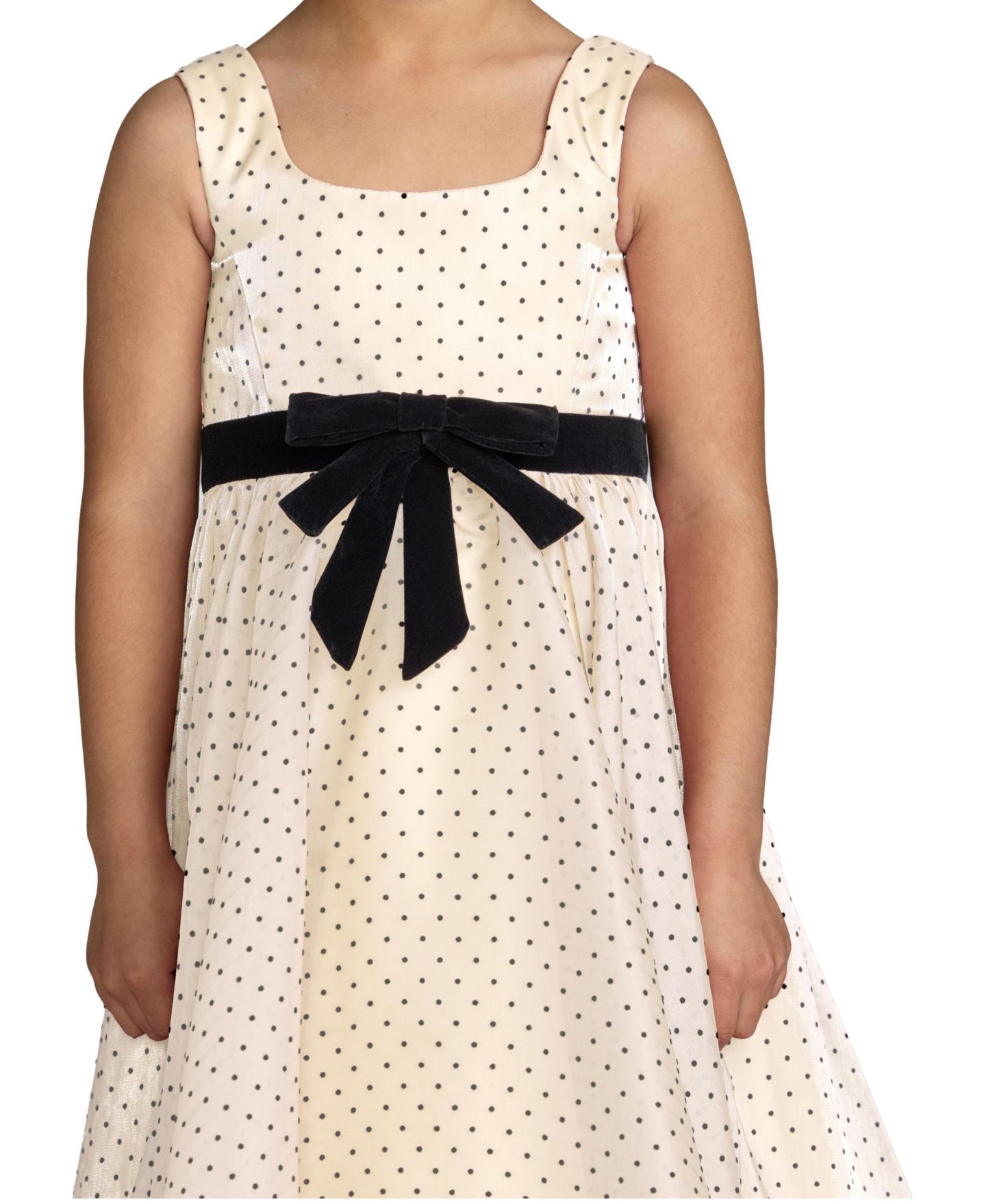 Платье Mac Duggal Polka Dot Chiffon Maxi Dress with Bow Sash для девочек, цвет: Слоновая кость — фото 3