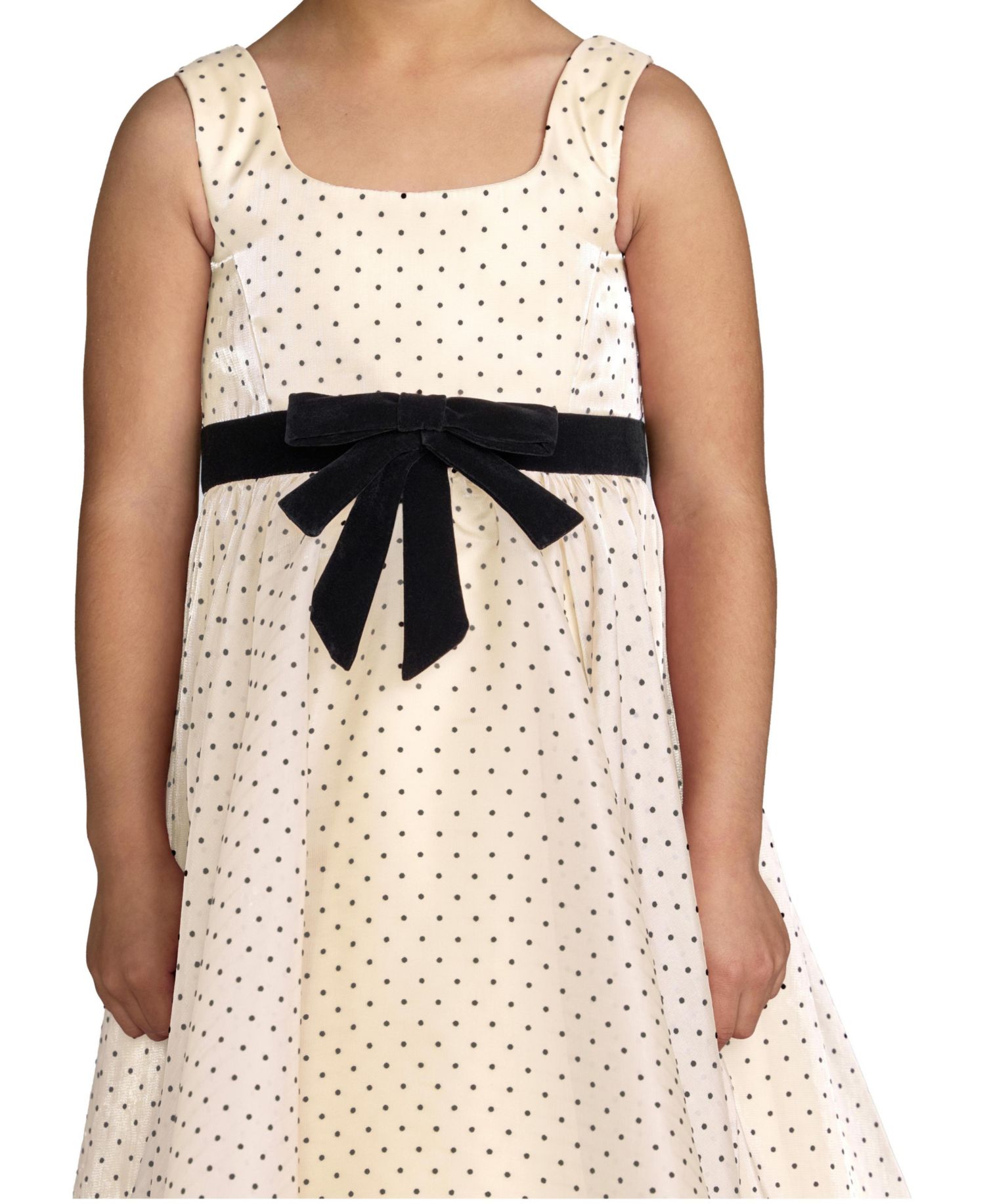 Little Girls Polka Dot Chiffon Maxi Dress with Bow Sash
