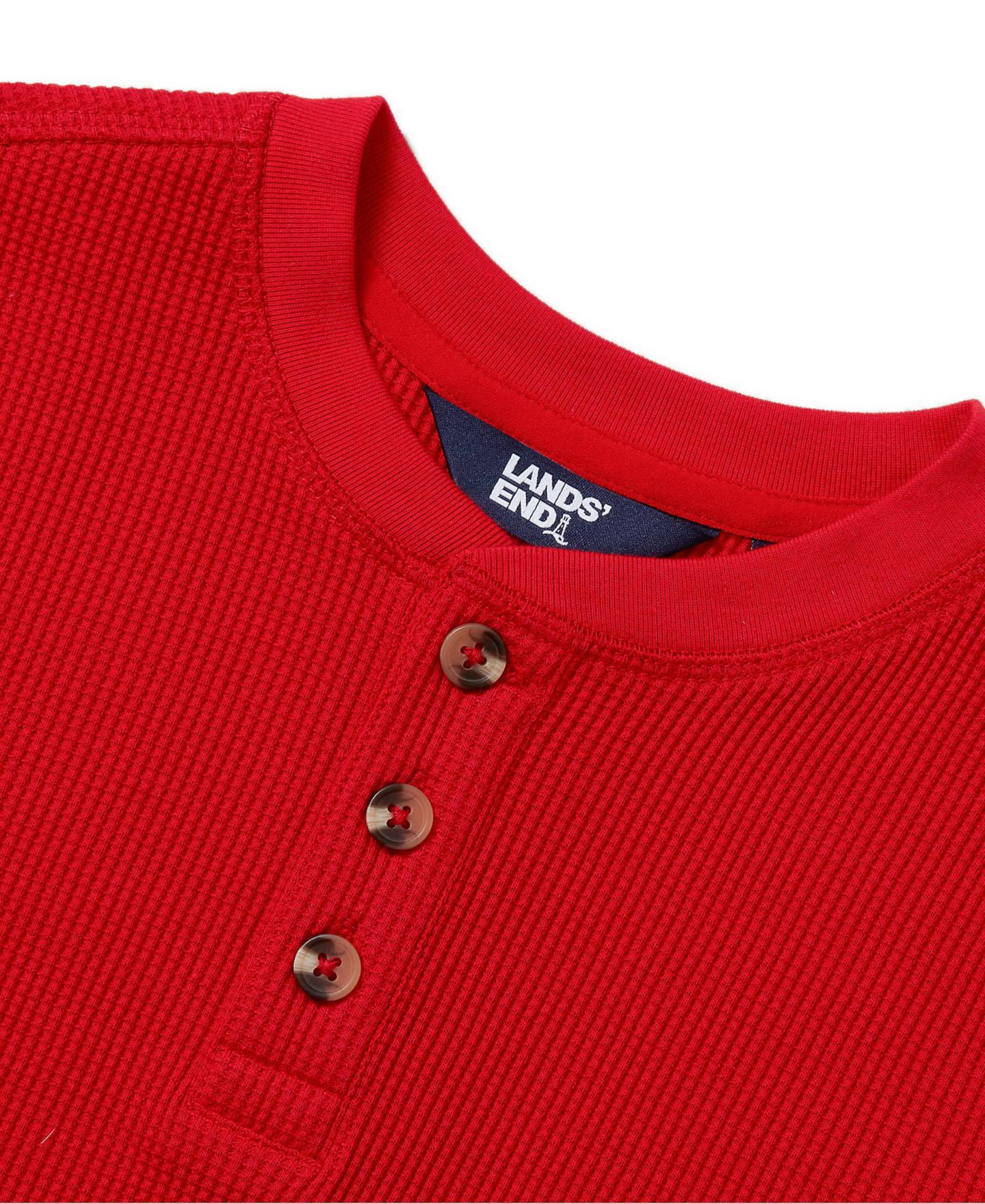 Lands' End Boys Long Sleeve Thermal Henley, цвет: Яркий красный — фото 2