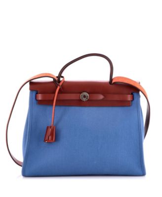 Pre-Owned Hermes 31 Herbag Zip Leather and Toile