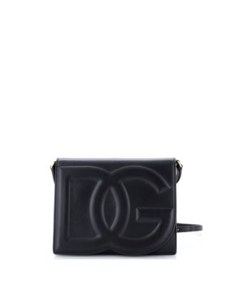 Pre-Owned Dolce and Gabbana Small DG Logo Flap Shoulder Bag Leather