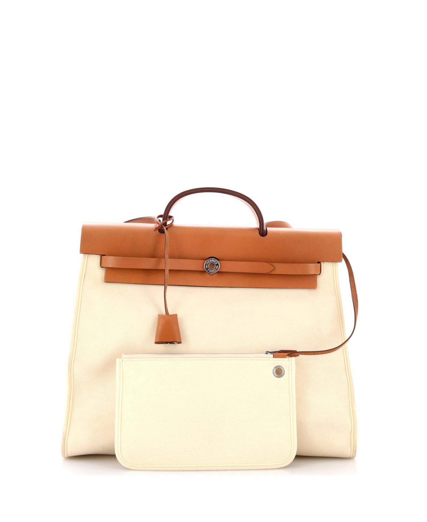 Pre-Owned Hermes 39 Herbag Zip Leather and Toile