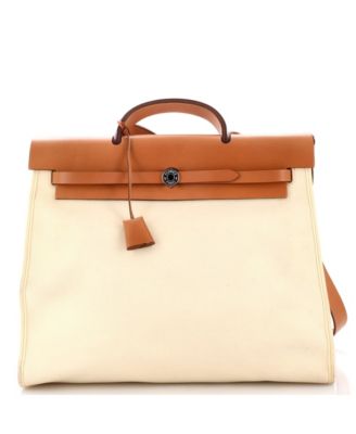 Pre-Owned Hermes 39 Herbag Zip Leather and Toile