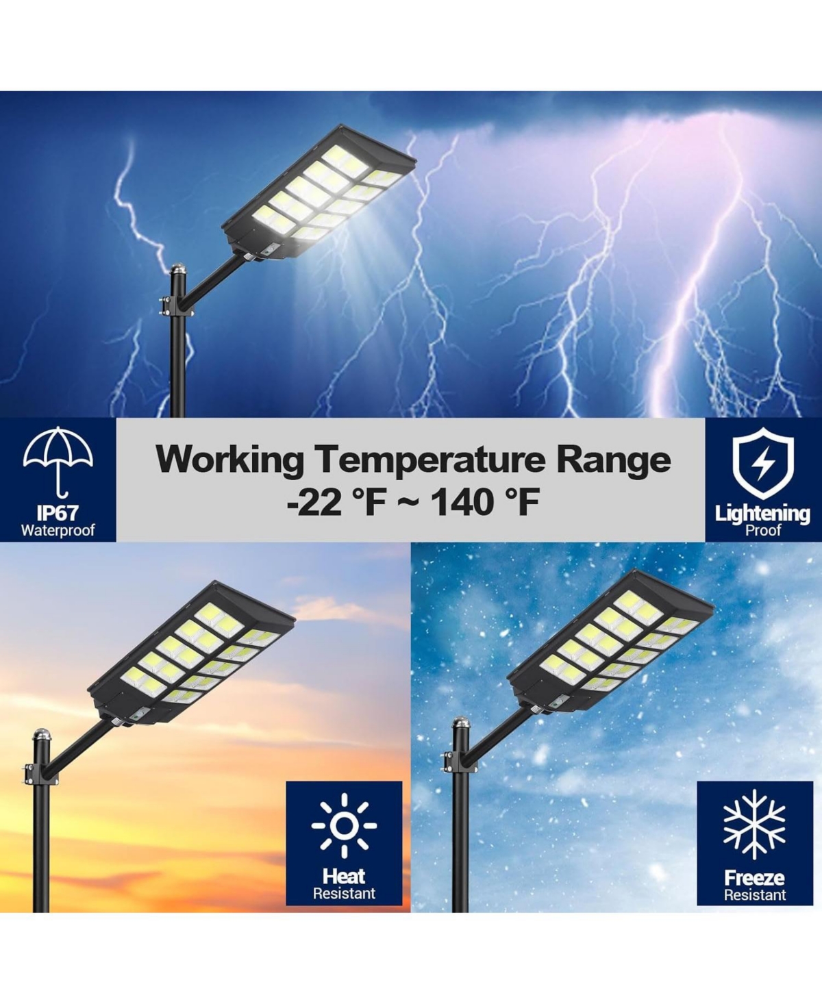 Maxsa 4000W Solar Street Light Outdoor, 6500K Led Security Light with Motion Sensor, Remote Control, Dusk-to-Dawn, IP67 Waterproof