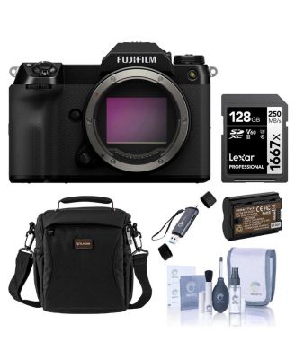 GFX 100S II Medium Format Mirrorless Camera, Bundle with 128GB Memory Card, NP-W235 Battery, Shoulder Bag, OTG Card Reader and Cleaning Kit