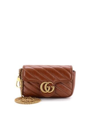 Super Mini GG Marmont Flap Bag Diagonal Quilted Leather