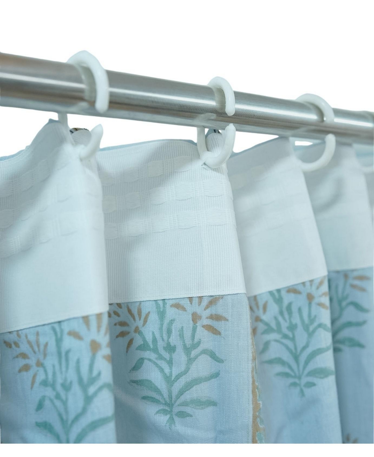 Fabdivine Handmade Noor Floral Block Print Linen Curtain