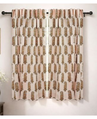 Namokar Handmade Floral Block Print Linen Curtain