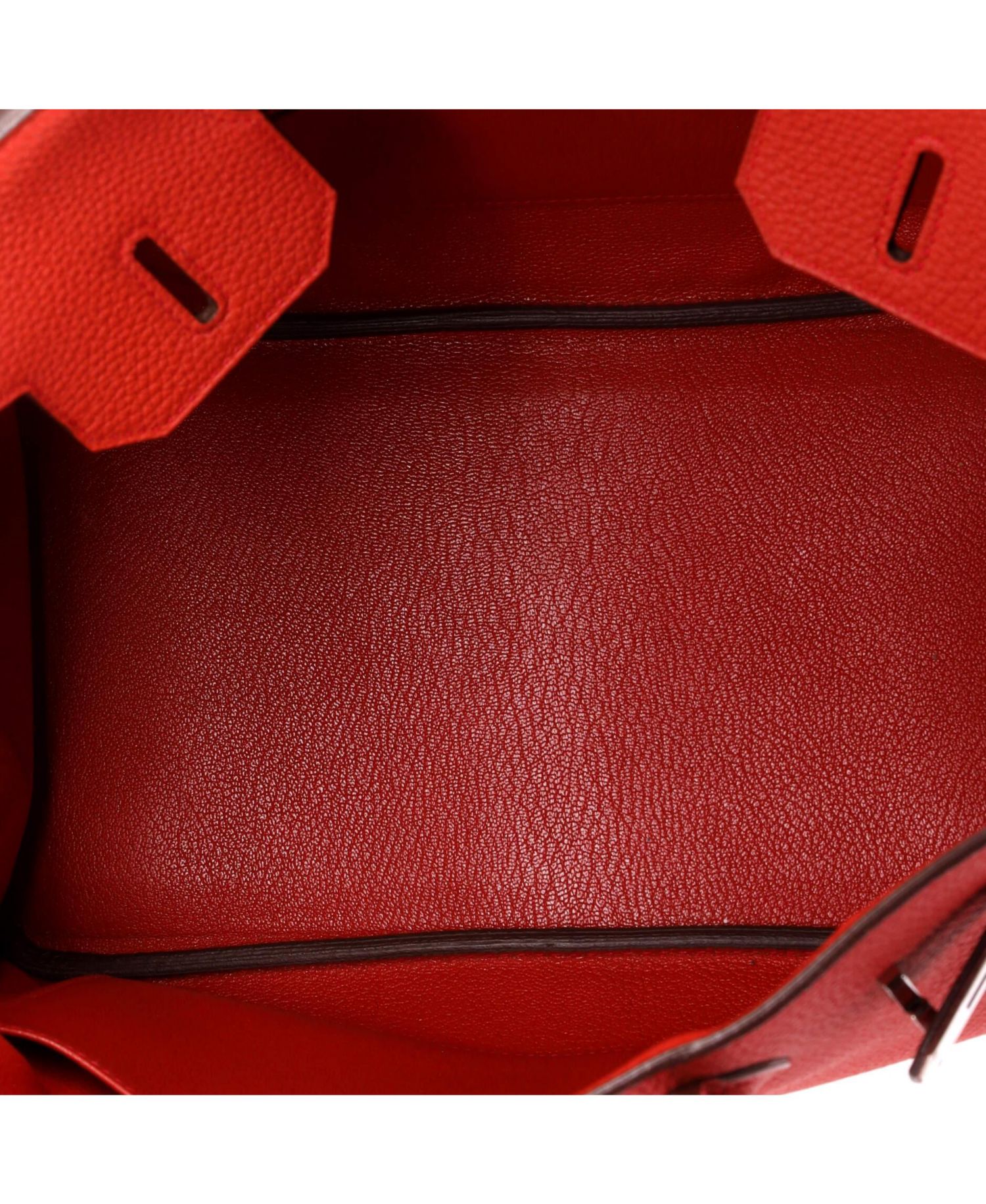 Pre-Owned Hermes Birkin 30 Handbag Red Togo with Palladium Hardware