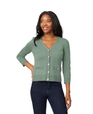 Petite V-Neck 3/4-Sleeve Cardigan