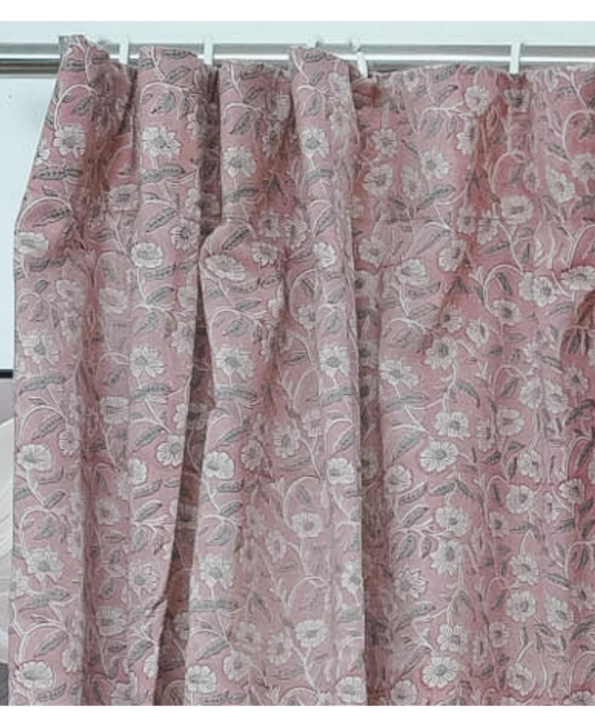 Fabdivine Haridwar Floral Block Print Viscose Linen Curtain