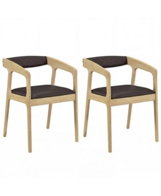 Upholstered Faux Leather Armchairs Set of 2 with Padded Seat Cushions