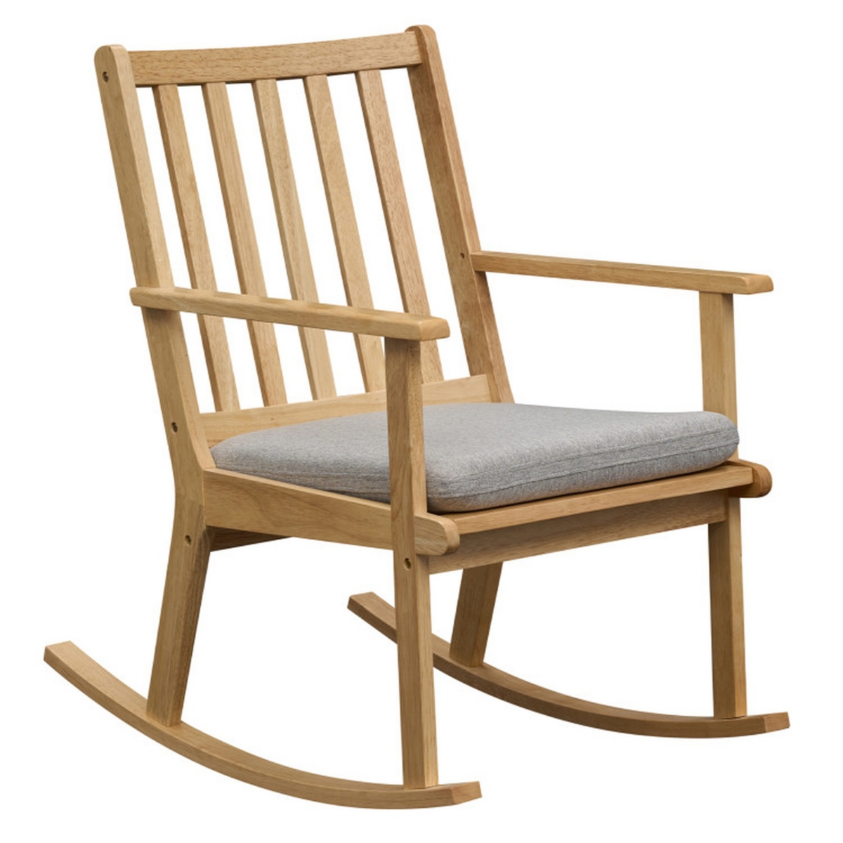 Sugift Solid Rubber Wood Rocking Chair with Removable Padded Seat Cushion